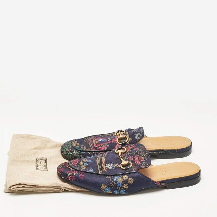 Pre Owned Gucci Multicolor Satin Princetown Mules Size  40