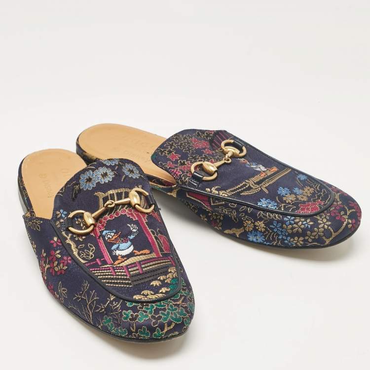 Pre Owned Gucci Multicolor Satin Princetown Mules Size  40