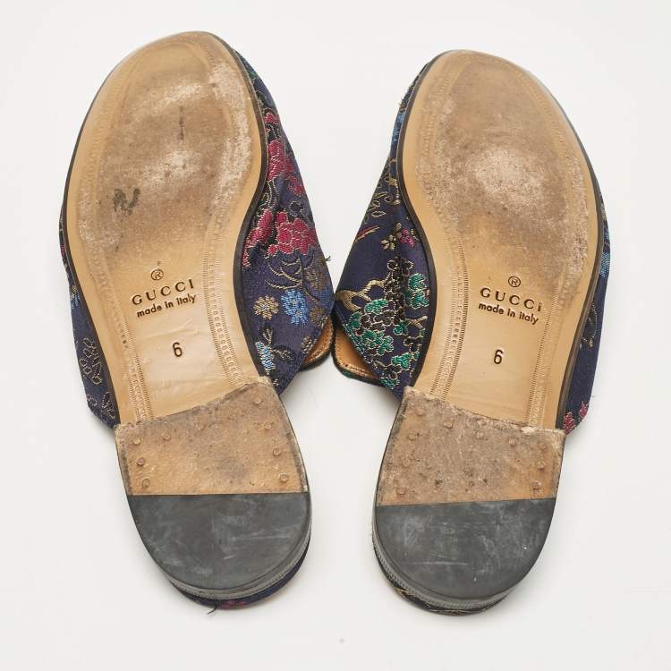 Pre Owned Gucci Multicolor Satin Princetown Mules Size  40