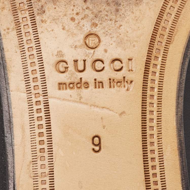 Pre Owned Gucci Black Leather Slip On Loafers Size 43