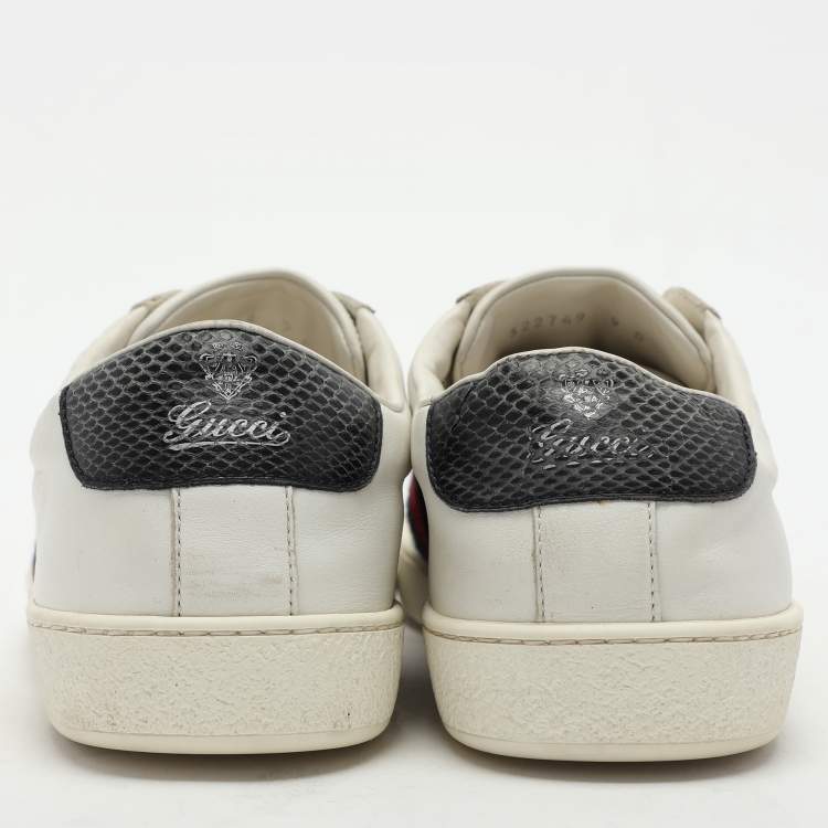 Pre Owned Gucci White Leather Web Slip On Sneakers Size 43