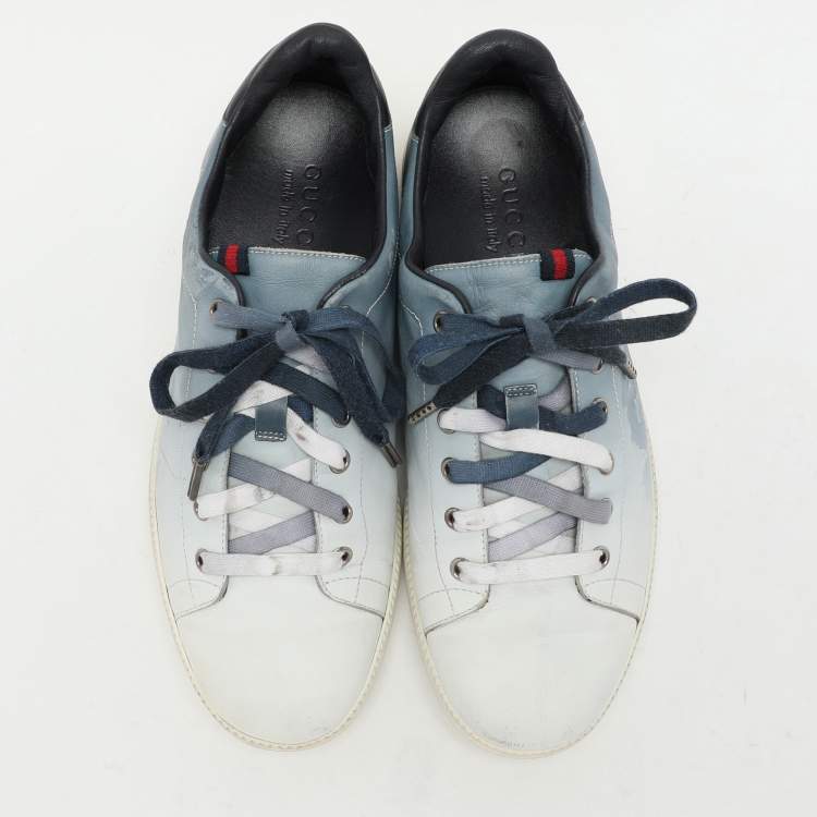 Pre Owned Gucci Blue Ombre Leather Low Top Sneakers Size 41.5