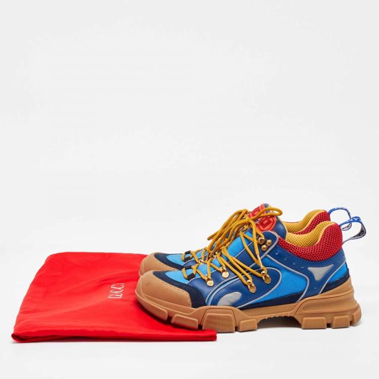 Pre Owned Gucci Multicolor Leather and Mesh Flashtrek Reflective Sneakers Size 43