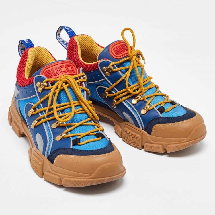 Pre Owned Gucci Multicolor Leather and Mesh Flashtrek Reflective Sneakers Size 43
