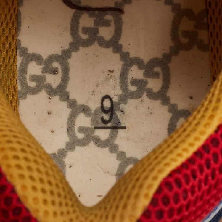 Pre Owned Gucci Multicolor Leather and Mesh Flashtrek Reflective Sneakers Size 43