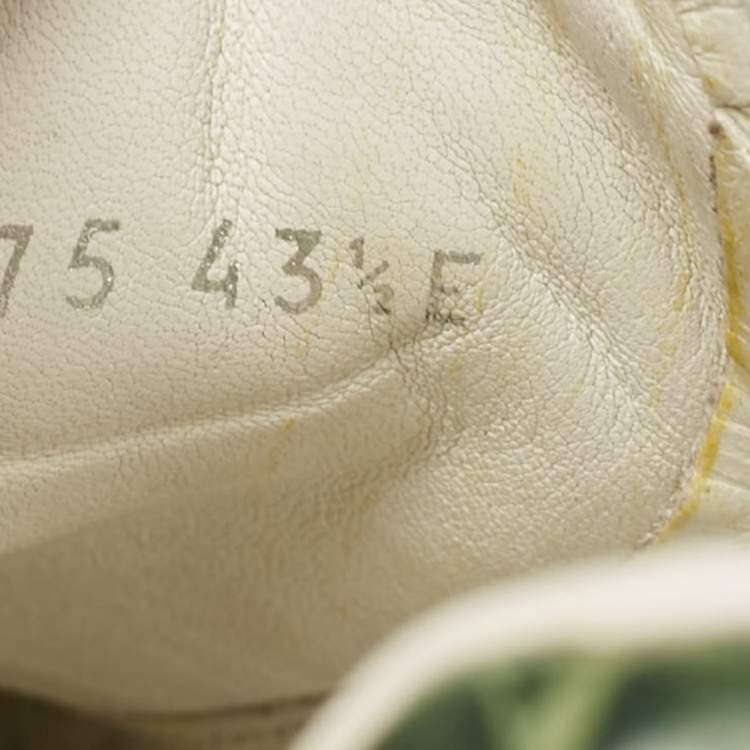 Pre Owned Gucci White/Green Alligator Leather and Leather Ace Lace Up Sneakers Size 43.5