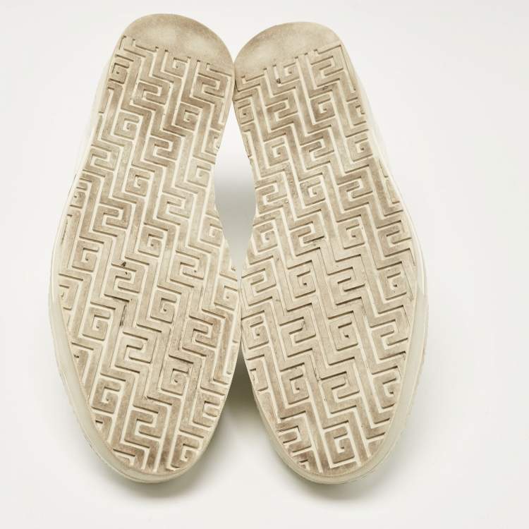 Pre Owned Gucci White/Green Alligator Leather and Leather Ace Lace Up Sneakers Size 43.5