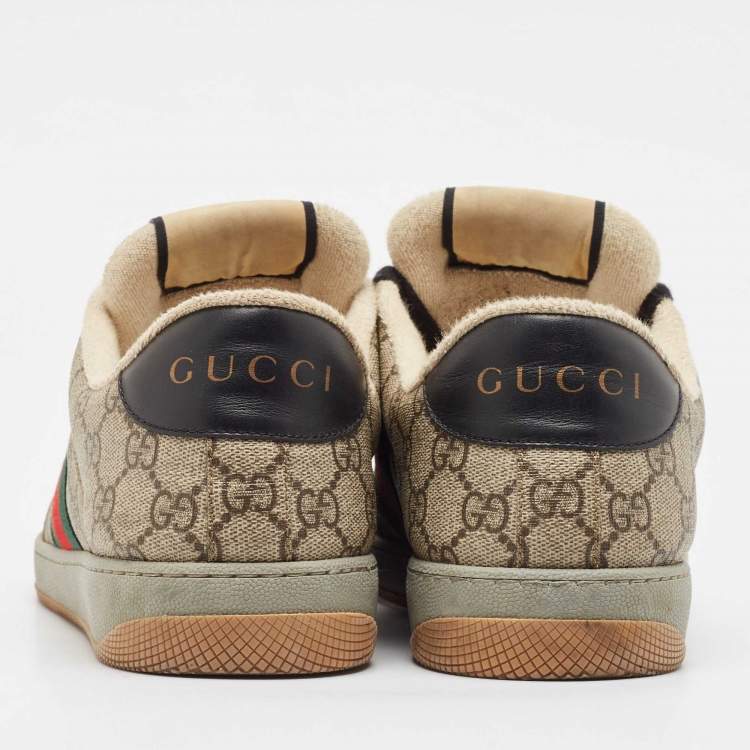 Pre Owned Gucci Beige/Brown GG Supreme Canvas Screener Sneakers Size 44