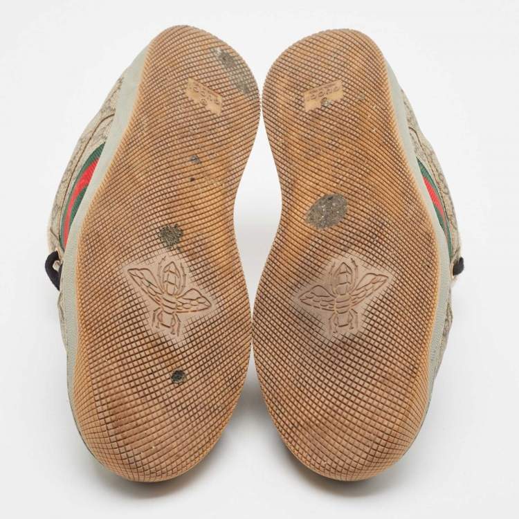 Pre Owned Gucci Beige/Brown GG Supreme Canvas Screener Sneakers Size 44