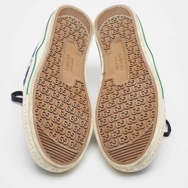 Pre Owned Gucci Blue/Ivory GG Canvas Tennis 1977 Sneakers Size 43.5