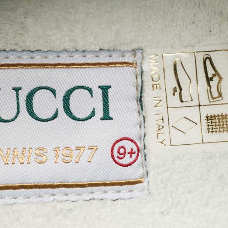 Pre Owned Gucci Blue/Ivory GG Canvas Tennis 1977 Sneakers Size 43.5