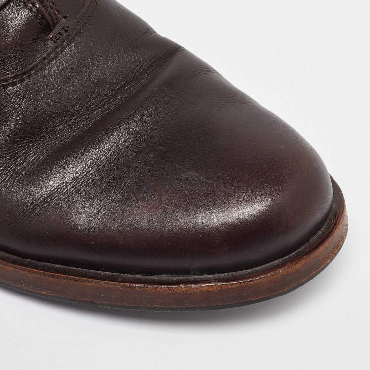 Pre Owned Gucci Dark Brown Leather Ankle Length Boots Size 41