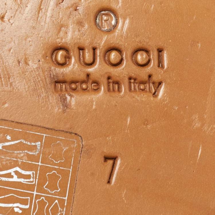 Pre Owned Gucci Dark Brown Leather Ankle Length Boots Size 41