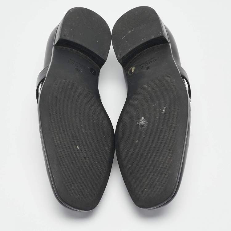 Pre Owned Gucci Black Leather Driver Loafers Size 41