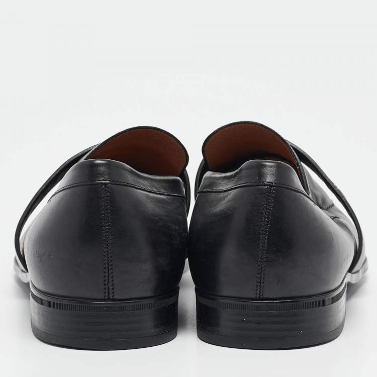 Pre Owned Gucci Black Leather Driver Loafers Size 41