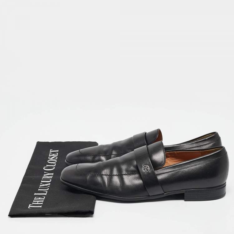 Pre Owned Gucci Black Leather Driver Loafers Size 41