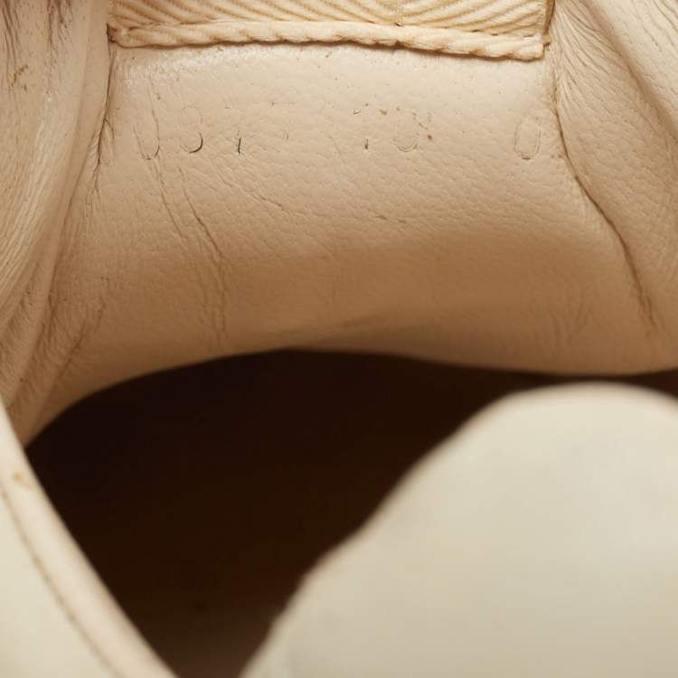 Pre Owned Gucci Cream Leather Rhyton Lace Up Sneakers Size 44