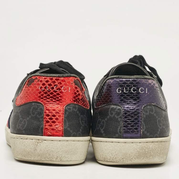 Pre Owned Gucci Black GG Supreme Canvas Web Ace Sneakers Size 42