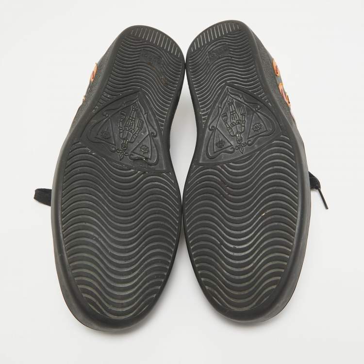 Pre Owned Gucci Black Leather Ace Sneakers Size 45.5
