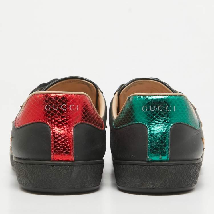 Pre Owned Gucci Black Leather Ace Sneakers Size 45.5