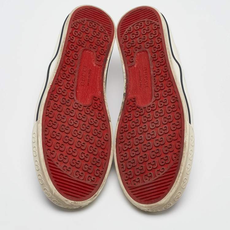 Pre Owned Gucci Brown Canvas Tennis 1977 Slip On Sneakers Size 43