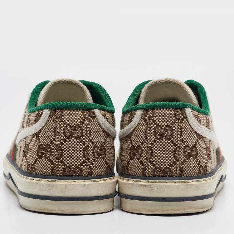 Pre Owned Gucci Brown Canvas Tennis 1977 Slip On Sneakers Size 43
