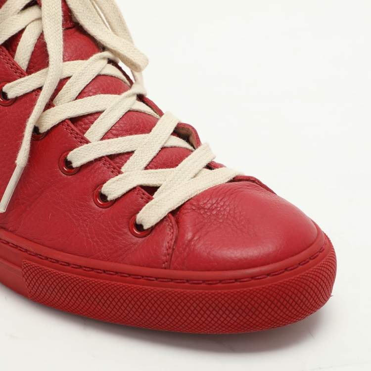 مملوكة مسبقًا Gucci Red Leather Panther High Top Sneakers Size 41.5