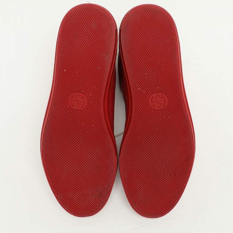 مملوكة مسبقًا Gucci Red Leather Panther High Top Sneakers Size 41.5