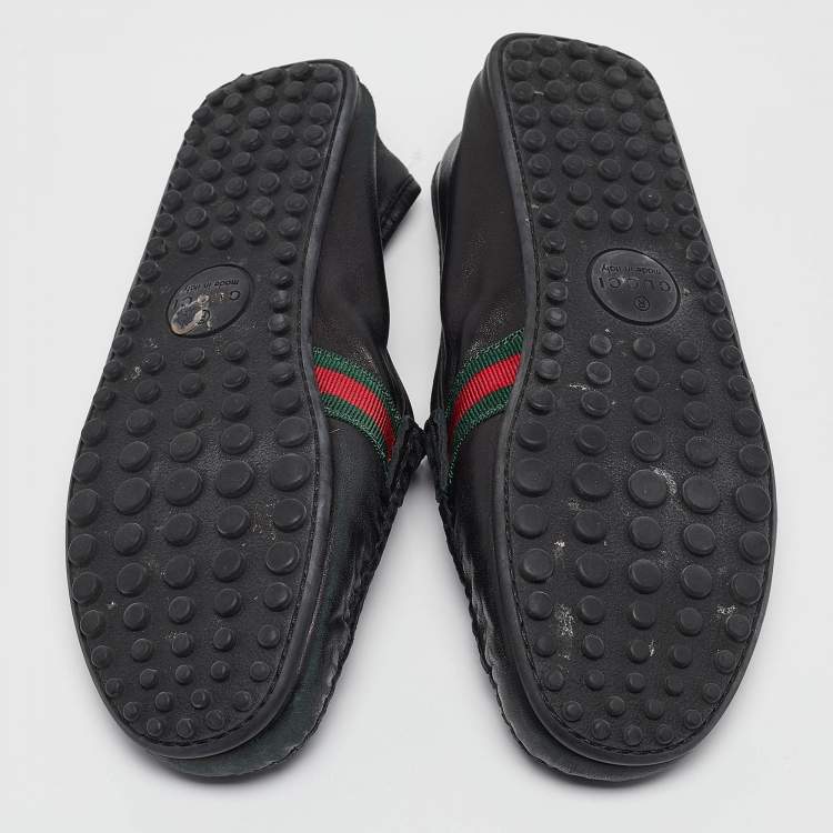 مملوكة مسبقًا Gucci Black Leather Driver Loafers Size 43.5