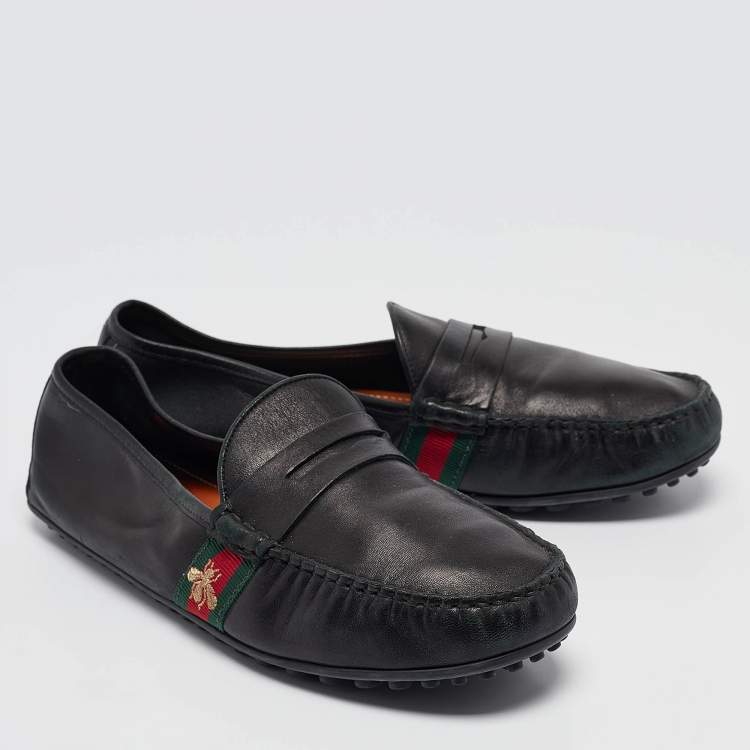 مملوكة مسبقًا Gucci Black Leather Driver Loafers Size 43.5