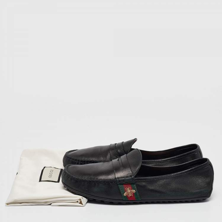 مملوكة مسبقًا Gucci Black Leather Driver Loafers Size 43.5