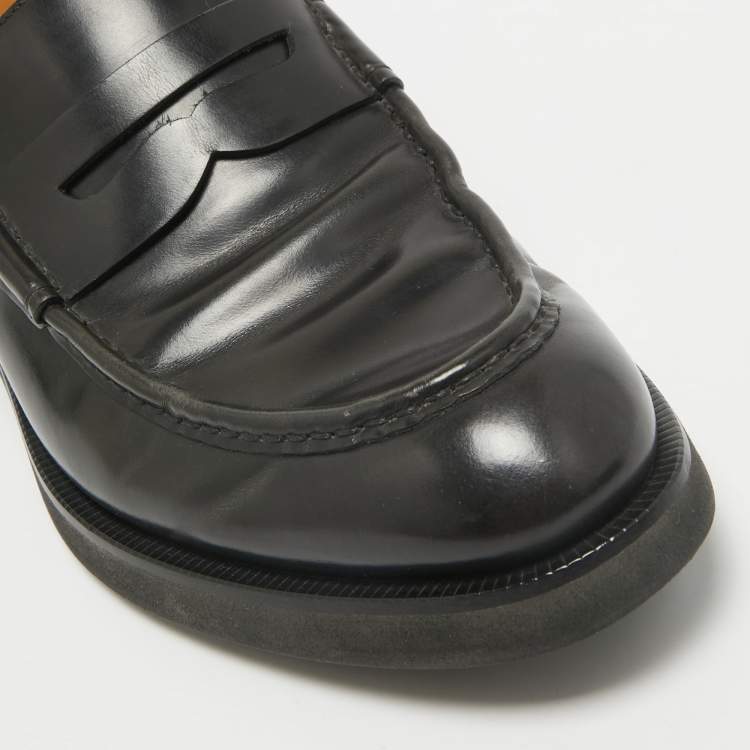 Pre Owned Gucci Black Leather Driver Loafers Size 43