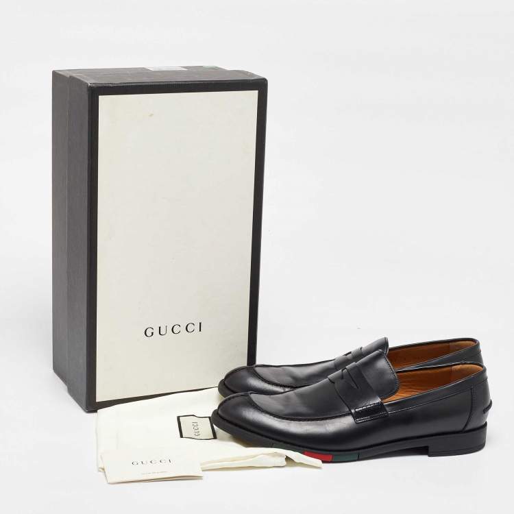 مملوكة مسبقًا Gucci Black Leather Slip on Loafers Size 43