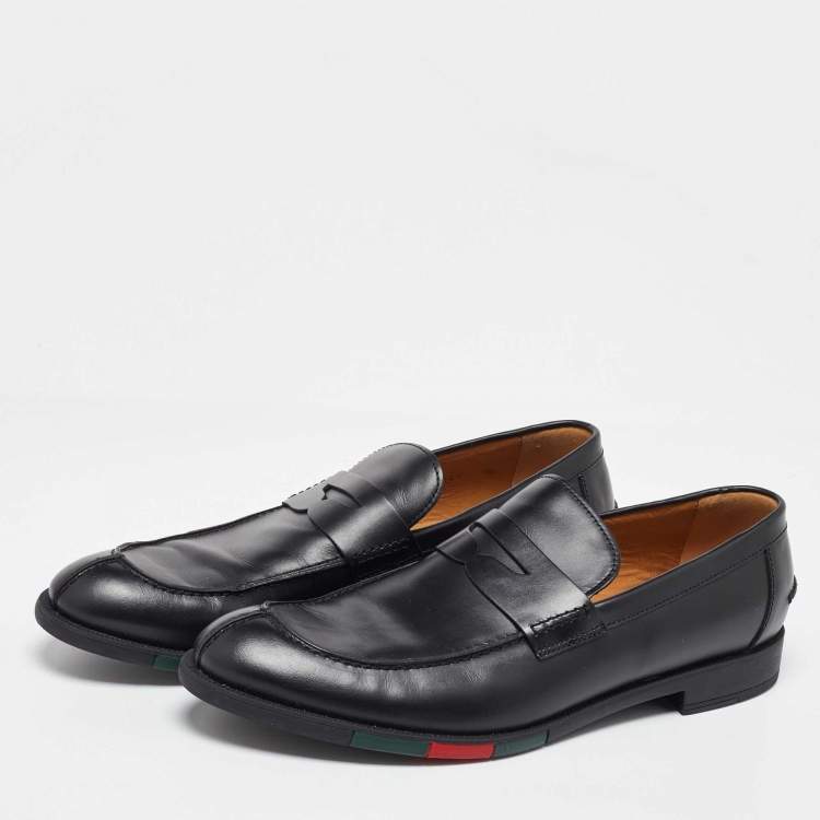 مملوكة مسبقًا Gucci Black Leather Slip on Loafers Size 43