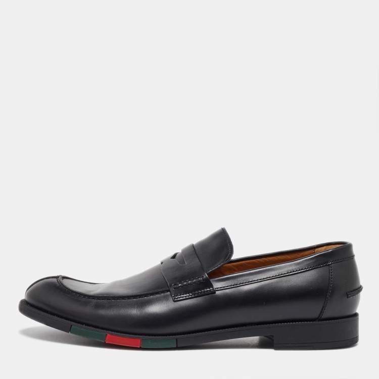 مملوكة مسبقًا Gucci Black Leather Slip on Loafers Size 43