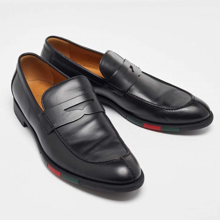 مملوكة مسبقًا Gucci Black Leather Slip on Loafers Size 43
