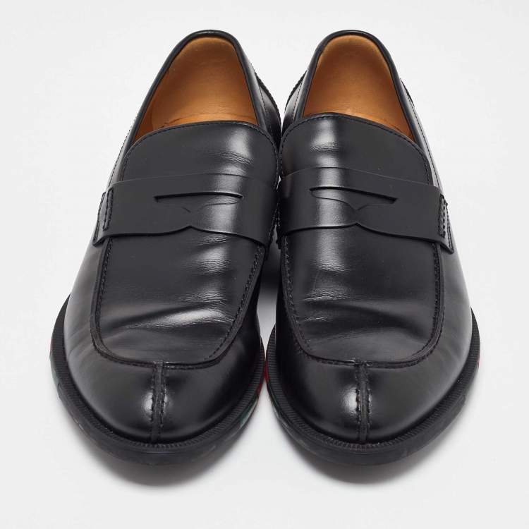 مملوكة مسبقًا Gucci Black Leather Slip on Loafers Size 43