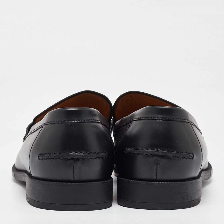 مملوكة مسبقًا Gucci Black Leather Slip on Loafers Size 43