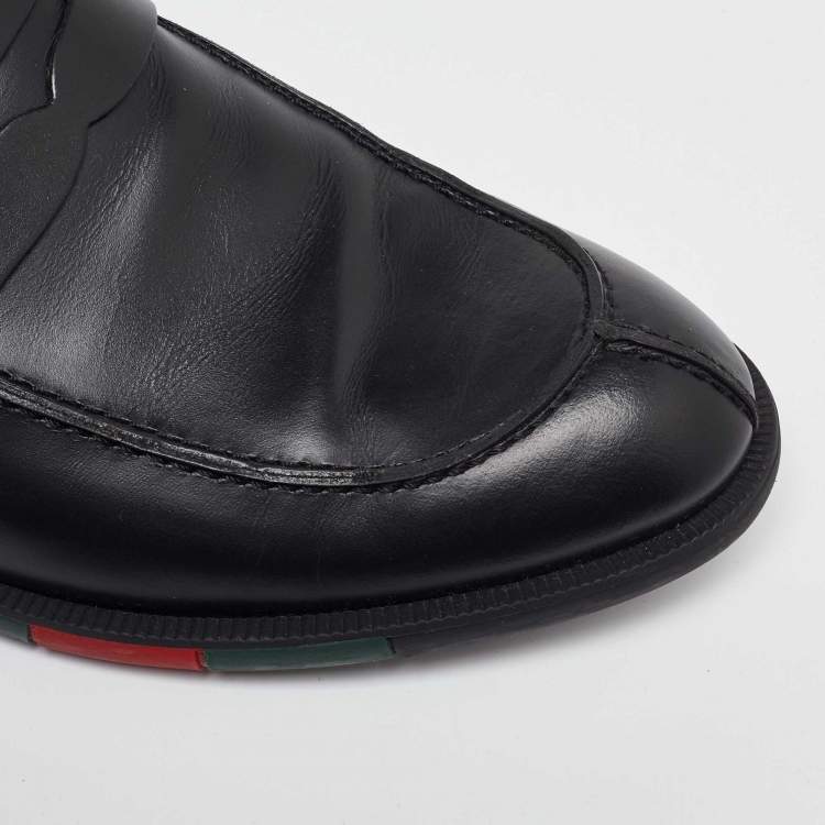 مملوكة مسبقًا Gucci Black Leather Slip on Loafers Size 43