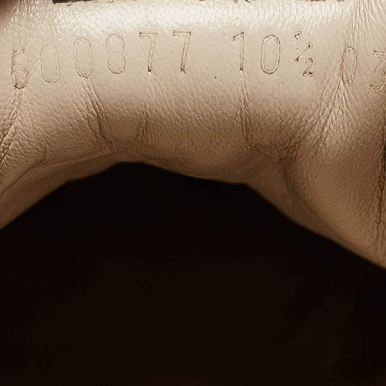 Pre Owned Gucci Cream Leather Vintage Logo Rhyton Sneakers Size 44.5