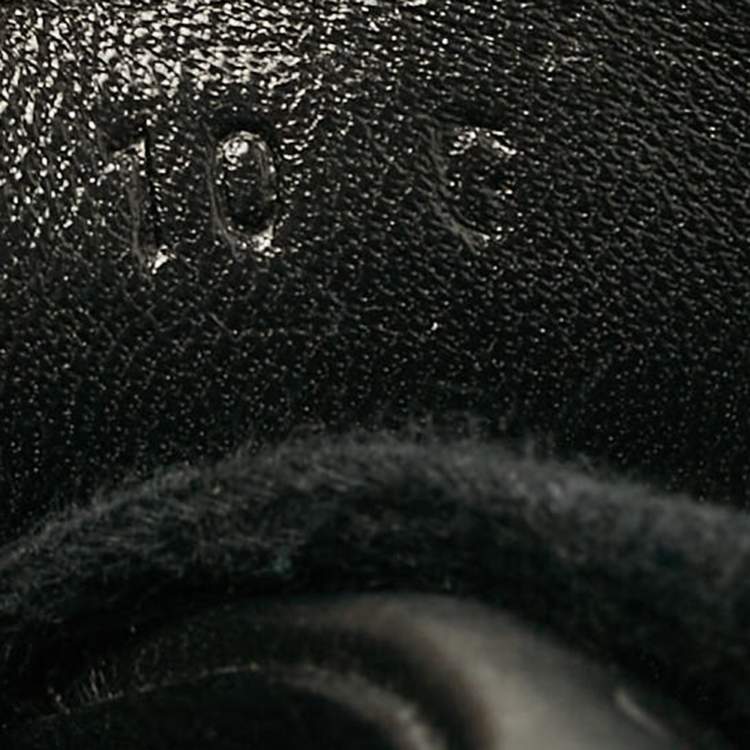 Pre Owned Gucci Black/Grey GG Canvas and Leather Low Top Sneakers Size 44
