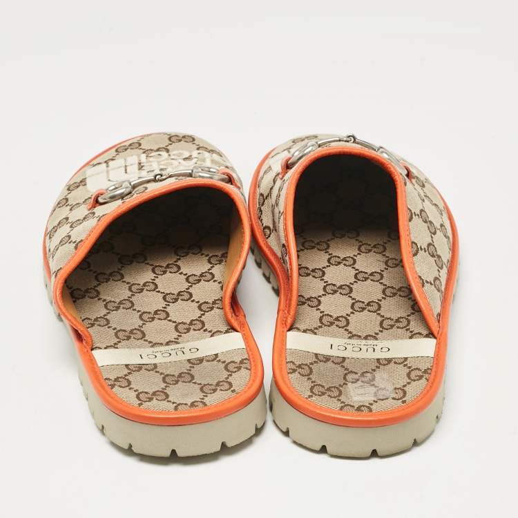 مملوكة مسبقًا Gucci x The North Face Beige/Orange GG Canvas and Leather Flat Mules Size 41