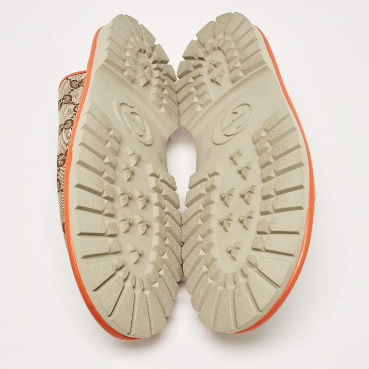 مملوكة مسبقًا Gucci x The North Face Beige/Orange GG Canvas and Leather Flat Mules Size 41