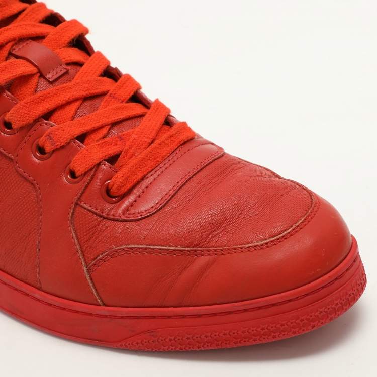 Pre Owned Gucci Red Diamante Leather High Top Sneakers Size 42