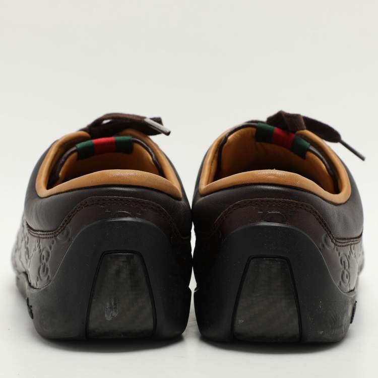 Pre Owned Gucci Brown Guccissima Leather Low Top Sneakers Size 43