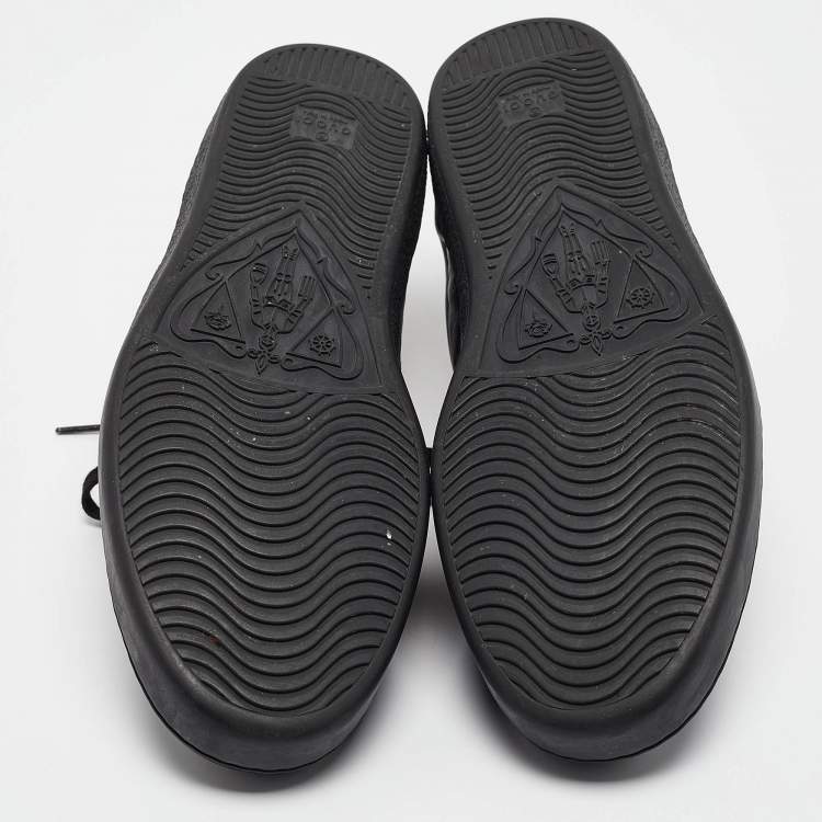Pre Owned Gucci Black Leather Embroidered Bee Ace Sneakers Size 44