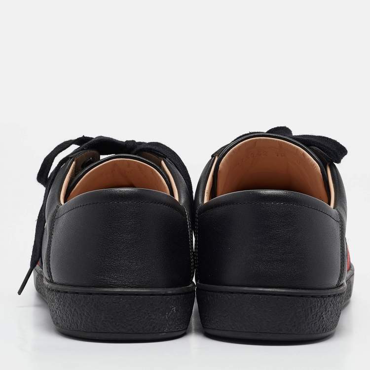 Pre Owned Gucci Black Leather Embroidered Bee Ace Sneakers Size 44