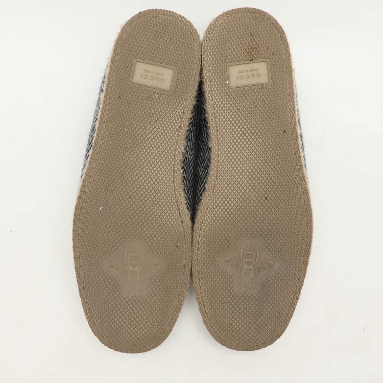 Pre Owned Gucci Blue Tweed Fria Slip On Espadrille Size 44