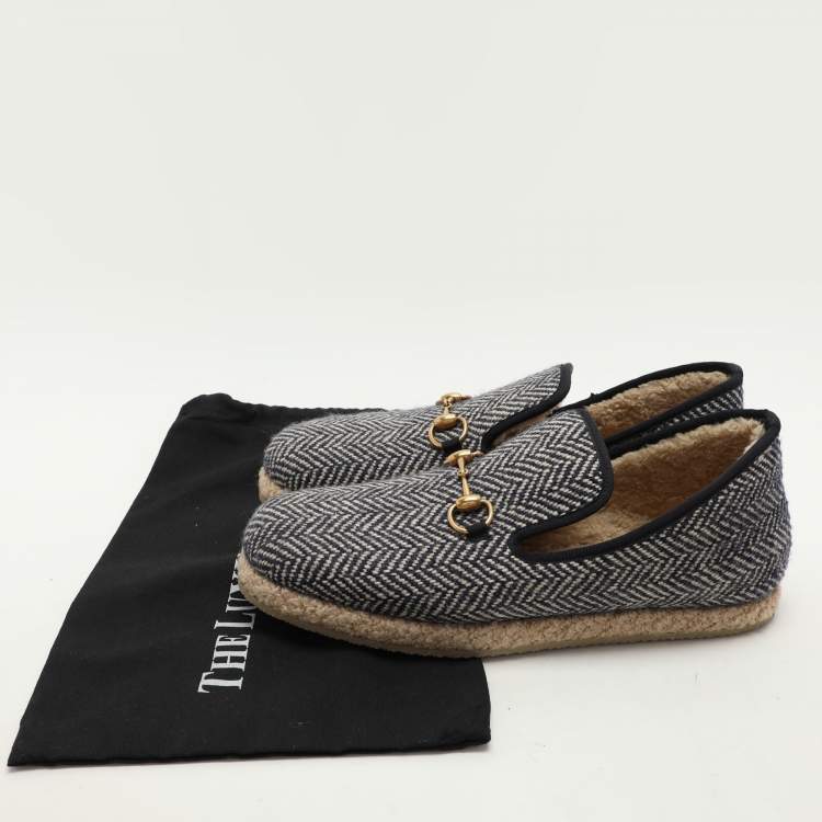 Pre Owned Gucci Blue Tweed Fria Slip On Espadrille Size 44