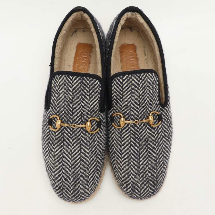 Pre Owned Gucci Blue Tweed Fria Slip On Espadrille Size 44